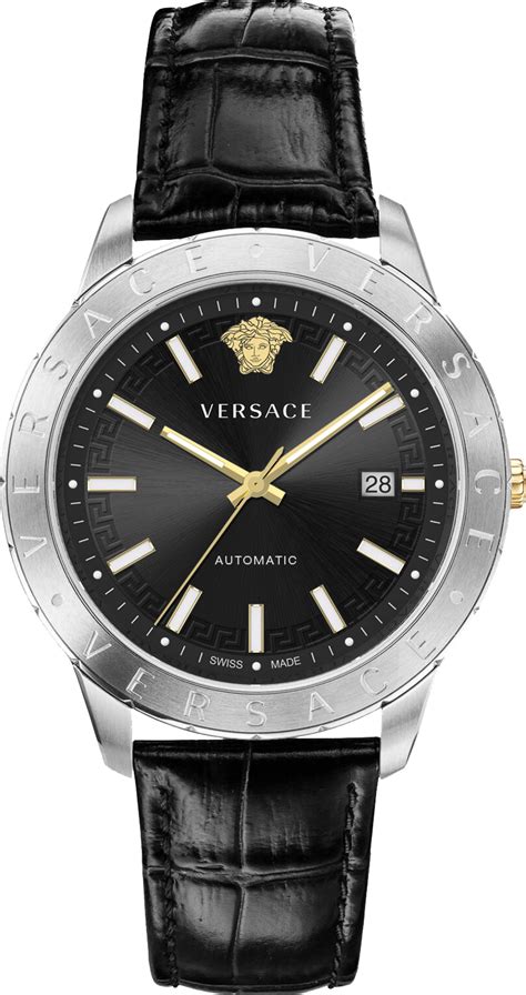 Versace VE2D00221 Univers Automatic silber schwarz Leder 